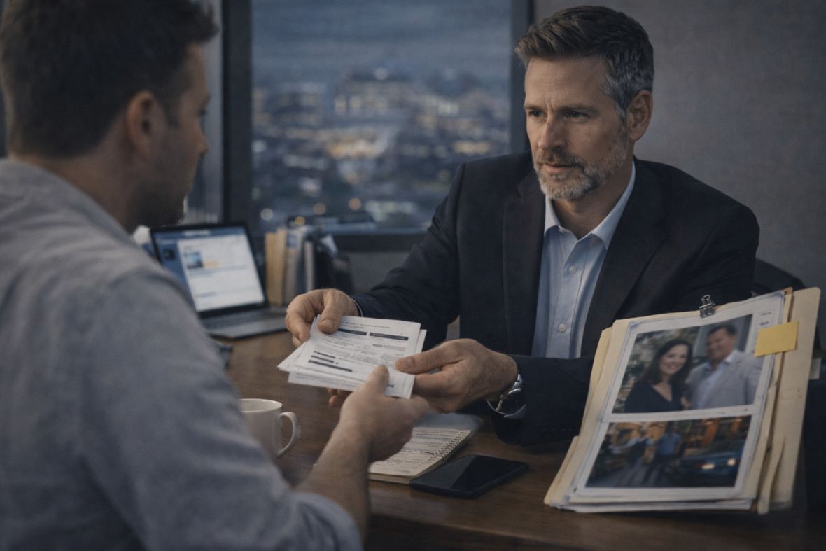 Common Meetup and Dating Patterns in Affairs (And What They Can Mean). Private investigator analysing common meetup and dating patterns in affairs, focusing on routines, secrecy cues, and evidence-led clarity.